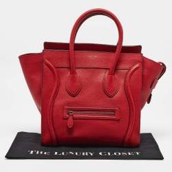 Celine Red Leather Mini Luggage Tote