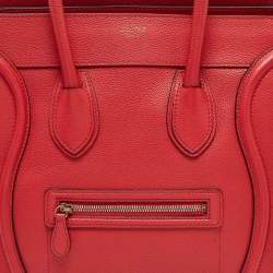 Celine Red Leather Mini Luggage Tote