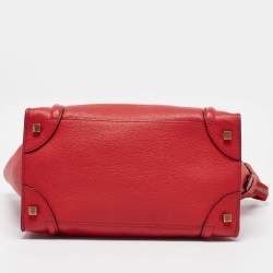 Celine Red Leather Mini Luggage Tote