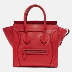 Celine Red Leather Mini Luggage Tote