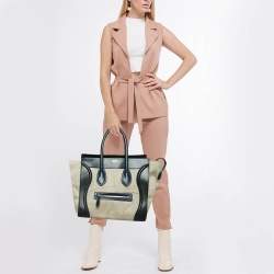 Pre Owned Celine Multicolor Canvas and Leather Mini Luggage Tote