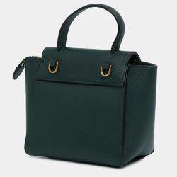  Celine Green Leather Pico Satchel Bag