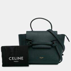  Celine Green Leather Pico Satchel Bag