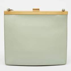 Pre Owned حقيبة كروس سيلين جلد أخضر فاتح بمشبك