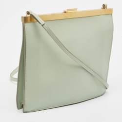 Pre Owned حقيبة كروس سيلين جلد أخضر فاتح بمشبك