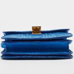 Celine Blue Python Medium Classic Box Shoulder Bag