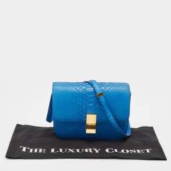 Celine Blue Python Medium Classic Box Shoulder Bag