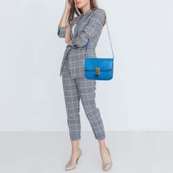 Celine Blue Python Medium Classic Box Shoulder Bag