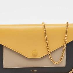 Celine Tricolor Leather Pocket Envelope Wallet On Chain