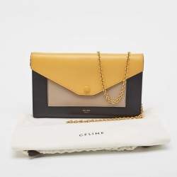 Celine Tricolor Leather Pocket Envelope Wallet On Chain