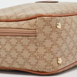 Pre Owned Celine Tan/Beige Macadam Coated Canvas Top Handle Bag