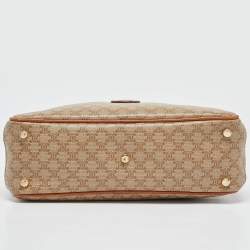 Pre Owned Celine Tan/Beige Macadam Coated Canvas Top Handle Bag