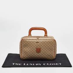 Pre Owned Celine Tan/Beige Macadam Coated Canvas Top Handle Bag