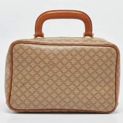 Pre Owned Celine Tan/Beige Macadam Coated Canvas Top Handle Bag