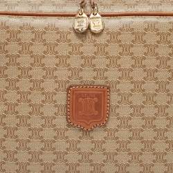 Pre Owned Celine Tan/Beige Macadam Coated Canvas Top Handle Bag
