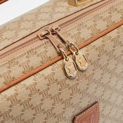 Pre Owned Celine Tan/Beige Macadam Coated Canvas Top Handle Bag