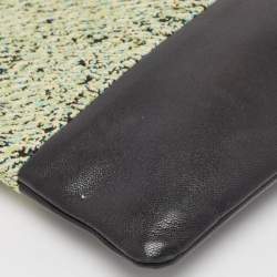Celine Green/Black Textured Fabric and Leather Solo Pouch