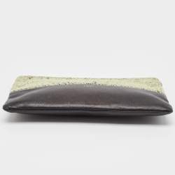 Celine Green/Black Textured Fabric and Leather Solo Pouch