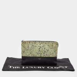 Celine Green/Black Textured Fabric and Leather Solo Pouch