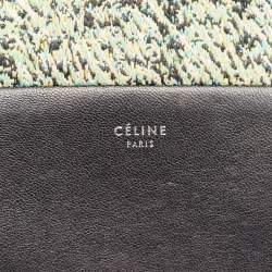 Celine Green/Black Textured Fabric and Leather Solo Pouch