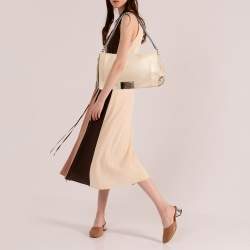 Celine Beige Leather Turnlock Flap Shoulder Bag