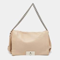 Celine Beige Leather Turnlock Flap Shoulder Bag