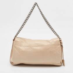 Celine Beige Leather Turnlock Flap Shoulder Bag