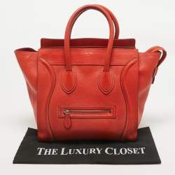 Celine Orange Leather Mini Luggage Tote