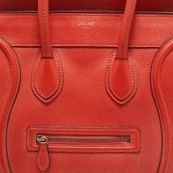 Celine Orange Leather Mini Luggage Tote