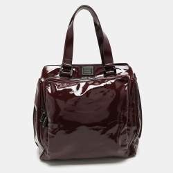 Pre Owned Celine Burgundy Patent Leather Front Pocket Satchel