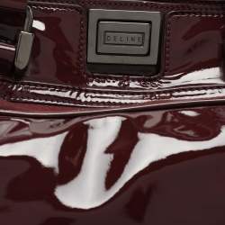 Pre Owned Celine Burgundy Patent Leather Front Pocket Satchel