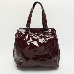 Pre Owned Celine Burgundy Patent Leather Front Pocket Satchel