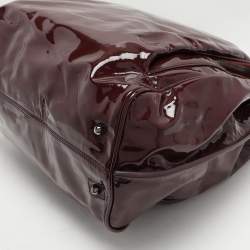 Pre Owned Celine Burgundy Patent Leather Front Pocket Satchel