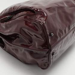 Pre Owned Celine Burgundy Patent Leather Front Pocket Satchel
