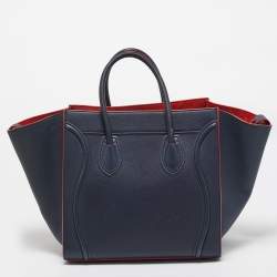 Pre Owned Celine Navy Blue Leather Medium Phantom Luggage Tote