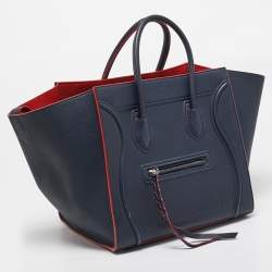 Pre Owned Celine Navy Blue Leather Medium Phantom Luggage Tote