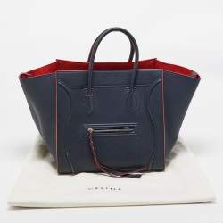 Pre Owned Celine Navy Blue Leather Medium Phantom Luggage Tote