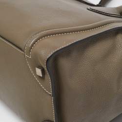 Pre Owned Celine Dark Beige Leather Mini Luggage Tote