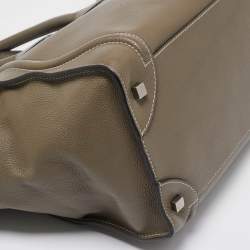 Pre Owned Celine Dark Beige Leather Mini Luggage Tote