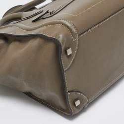 Pre Owned Celine Dark Beige Leather Mini Luggage Tote