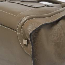 Pre Owned Celine Dark Beige Leather Mini Luggage Tote