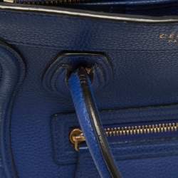 Pre Owned Celine Blue Leather Nano Luggage Tote