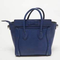Pre Owned Celine Blue Leather Nano Luggage Tote