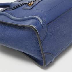 Pre Owned Celine Blue Leather Nano Luggage Tote