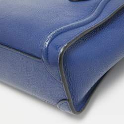 Pre Owned Celine Blue Leather Nano Luggage Tote