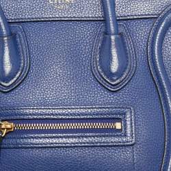 Pre Owned Celine Blue Leather Nano Luggage Tote