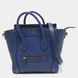 Pre Owned Celine Blue Leather Nano Luggage Tote