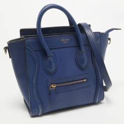 Pre Owned Celine Blue Leather Nano Luggage Tote