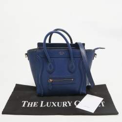 Pre Owned Celine Blue Leather Nano Luggage Tote