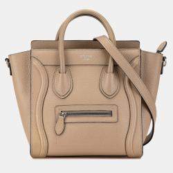 Celine Taupe Leather Nano Leather Luggage Tote Bag